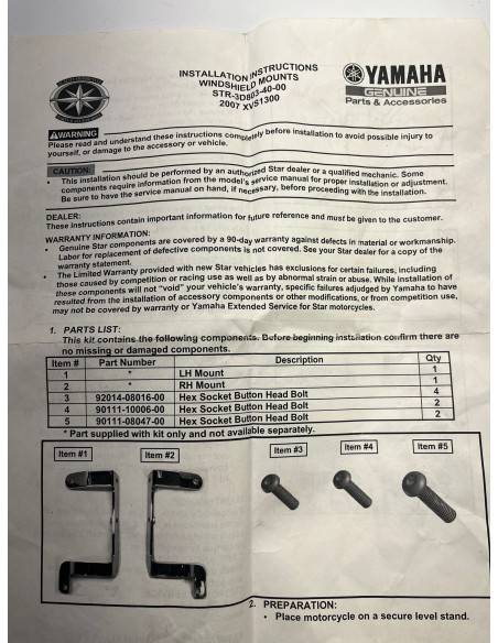 Kit de fixation de bulle YAMAHA XVS 1300 2007