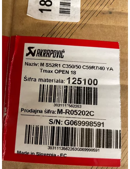 Silencieux Akrapovic Racing Carbone YAMAHA TMAX 530 2017 - 2019