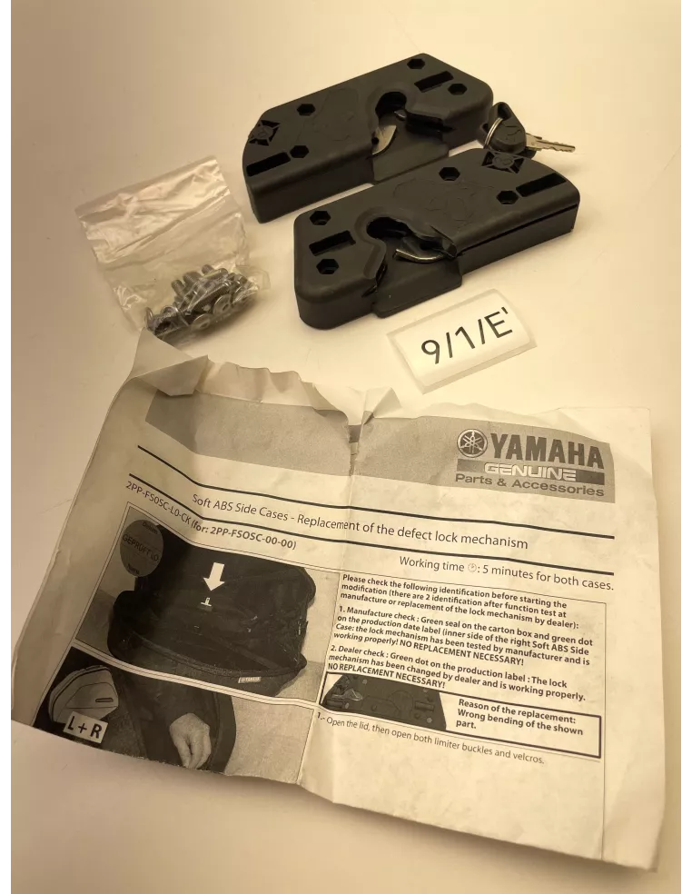 Kit de barillets et clés origine pour valises semi-rigides YAMAHA MT 09 Tracer 2015 - 2017 – 2PP-FS0SC-L0-CK