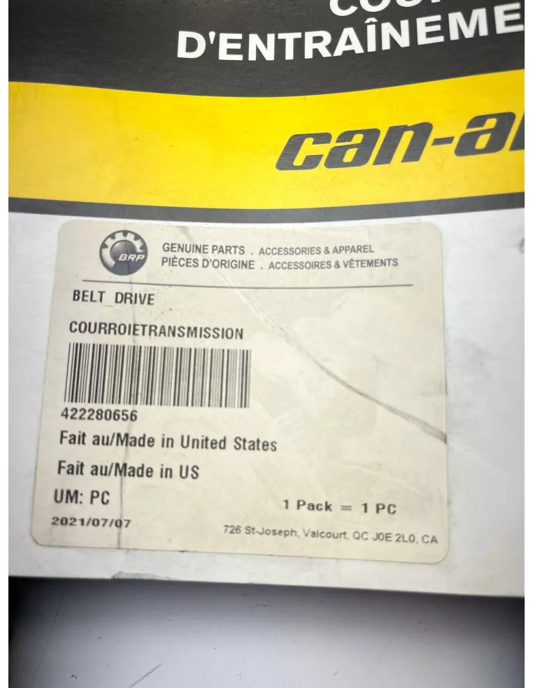 Courroie de transmission origine CAN-AM Defender HD8 2016 - 2021 – 422280656